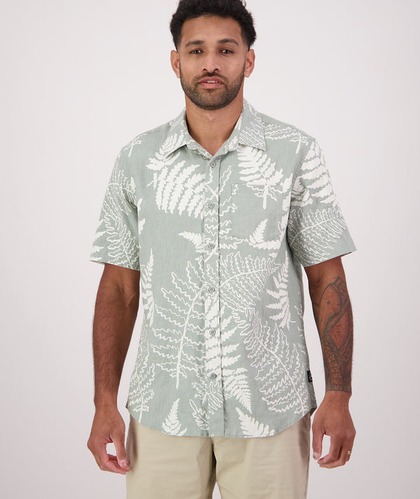 Men's Fern Fiesta Short Sleeve Linen Shirt