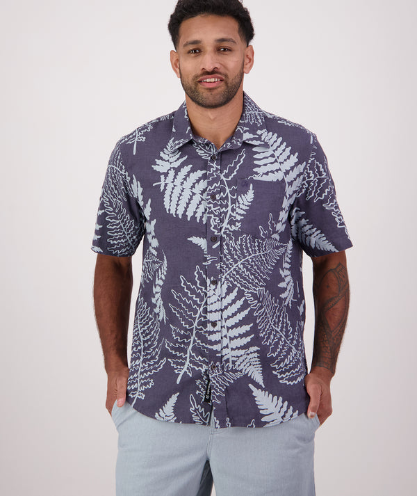Men's Fern Fiesta Short Sleeve Linen Shirt