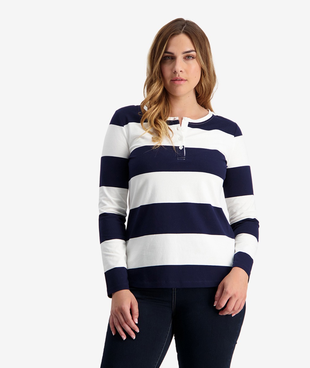 Swanndri Women's Hendon Striped Henley T Shirt